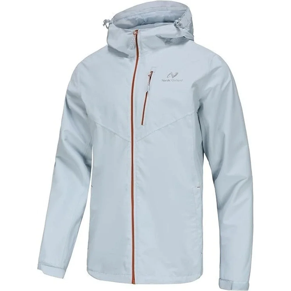 Nordic Outland Men's Lightweight Hooded Raincoat Jacket - Light Grey - Large